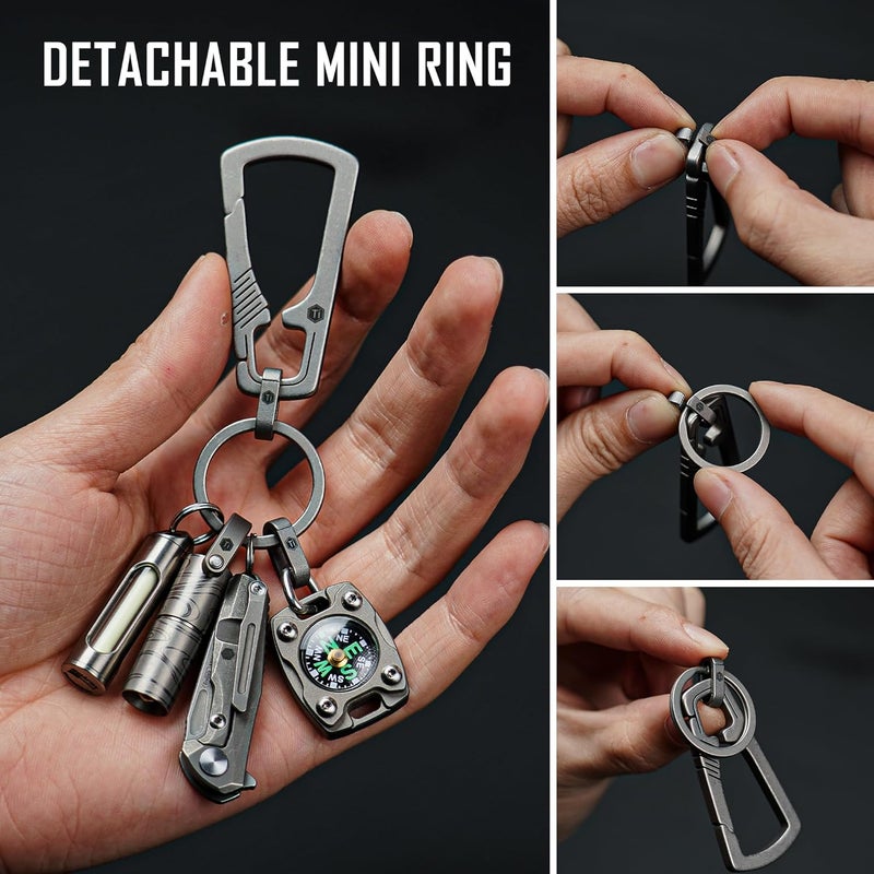 KeyUnity مشبك مفاتيح كارابيني من التيتانيوم، حامل مفاتيح EDC سريع الإطلاق مع حلقة مفاتيح - Image 2